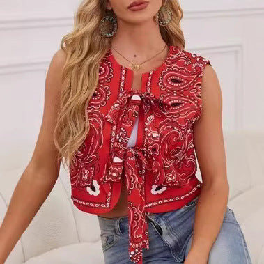 The Bandana Tie Top — Carmine