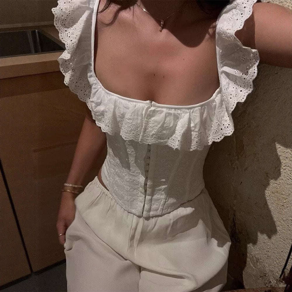 The Lace Ruffle Corset — Milk