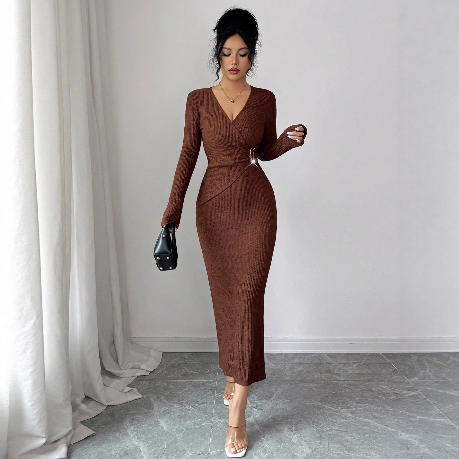 The Quiet Ember Knit Dress — Cocoa