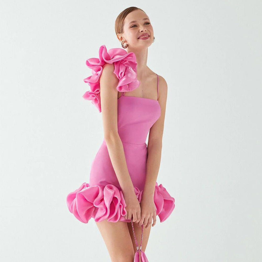 The Rosette Sculpture Dress – Blossom Pink