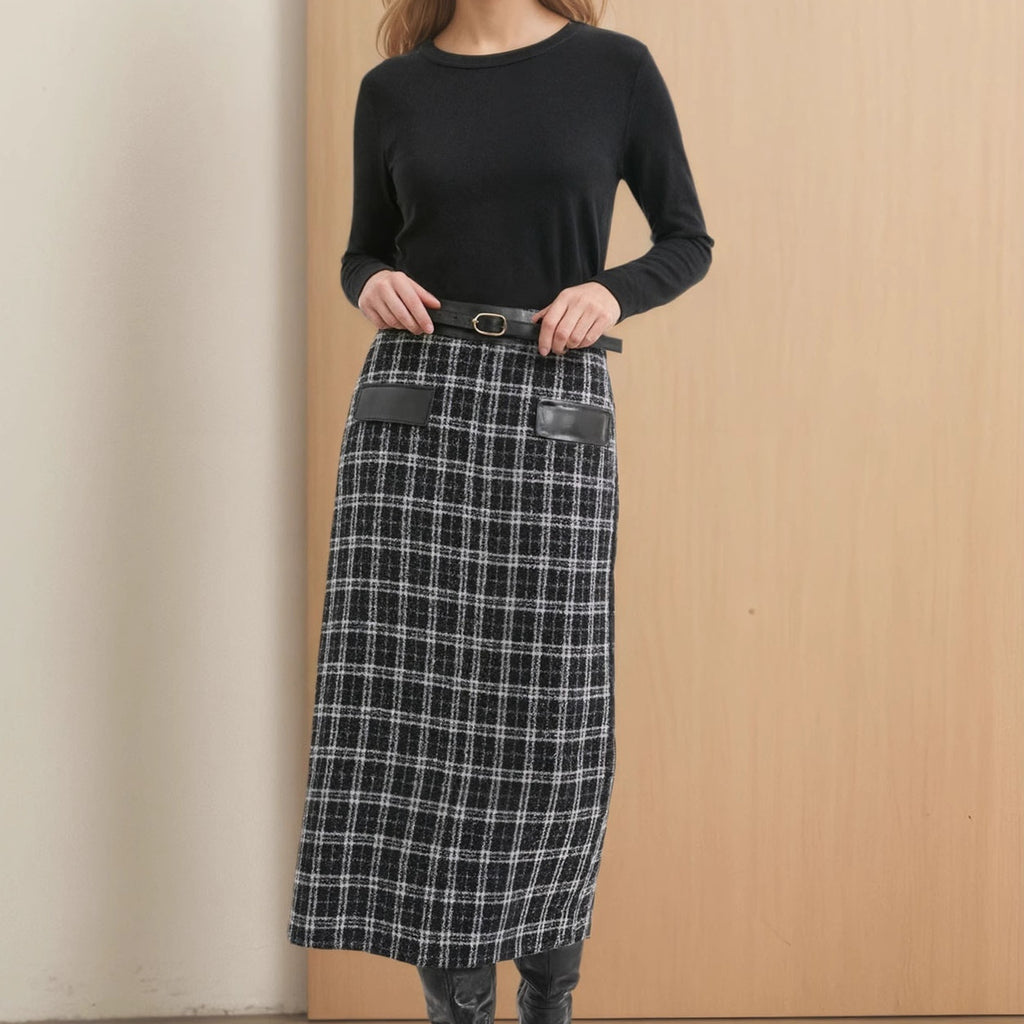 The Plaid Knit Skirt — Clay Grid