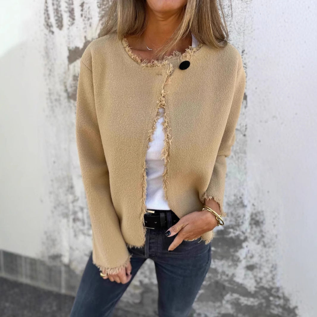 Soft Loop Knit Cardigan – Sand Oat