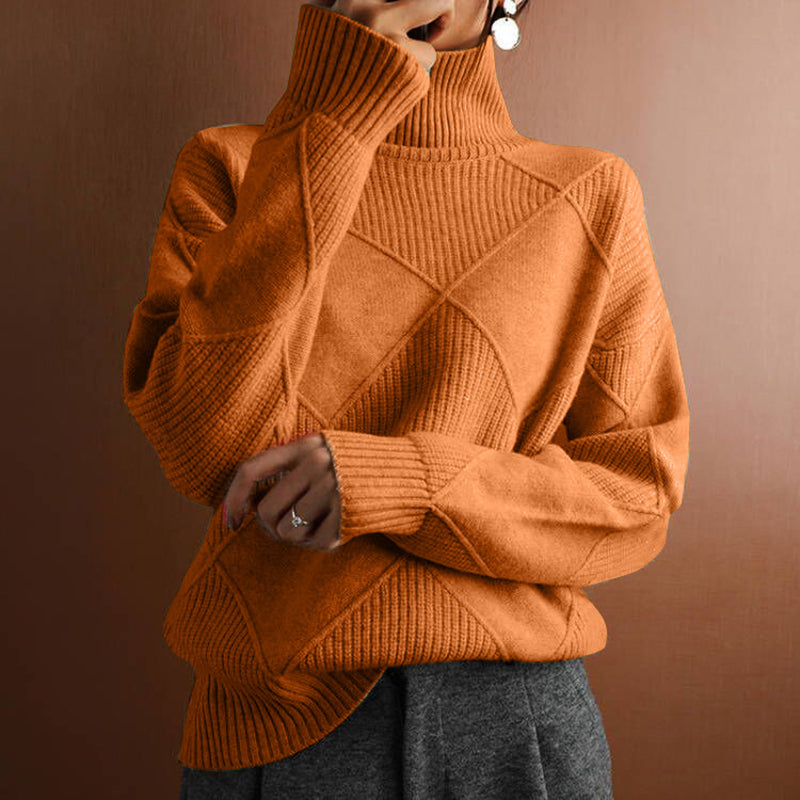 The Textured Mock Neck — Burnt Amber