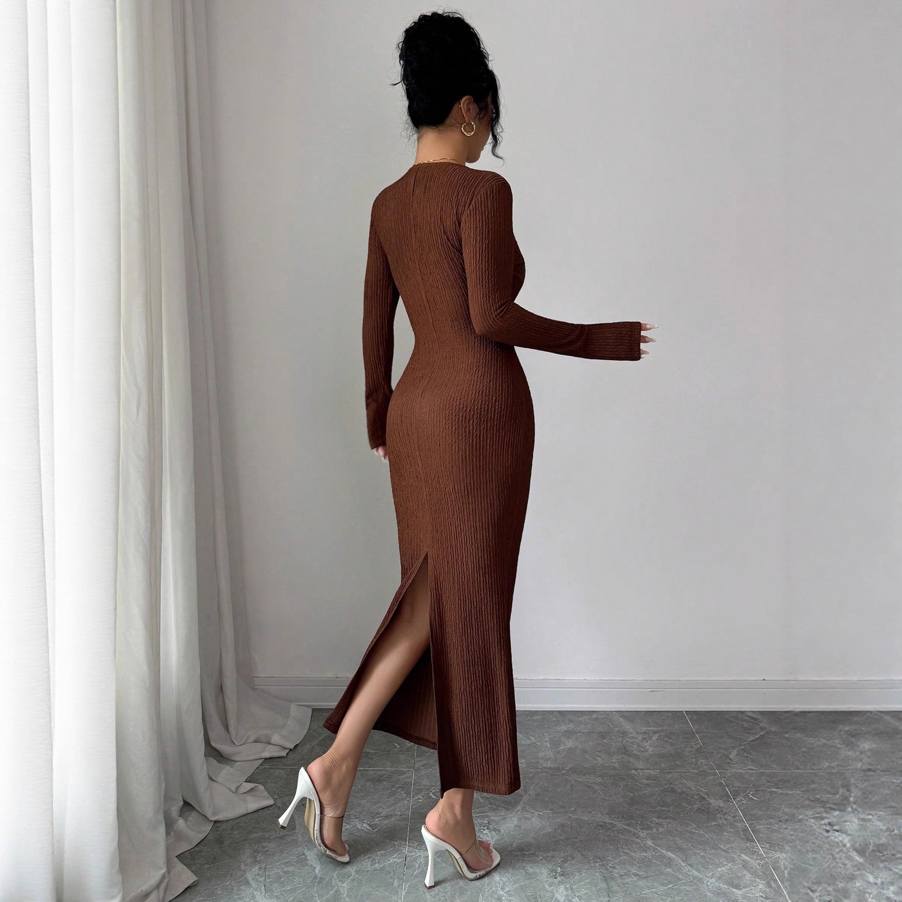 The Quiet Ember Knit Dress — Cocoa