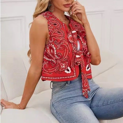 The Bandana Tie Top — Carmine