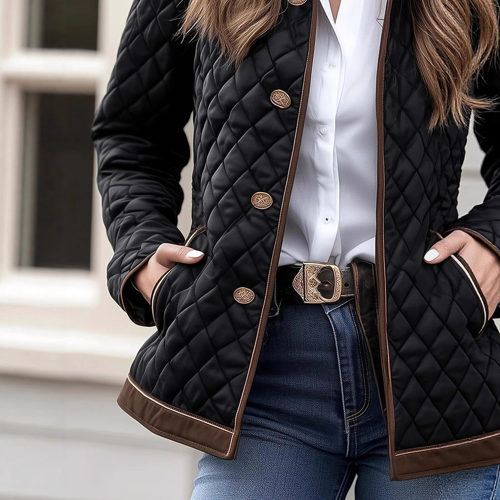 The Quilted Trim Jacket — Black Truffle