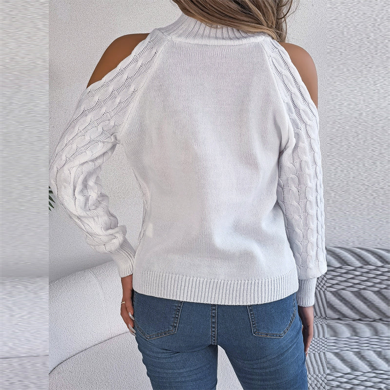 The Open-Shoulder Cable Knit — Winter White