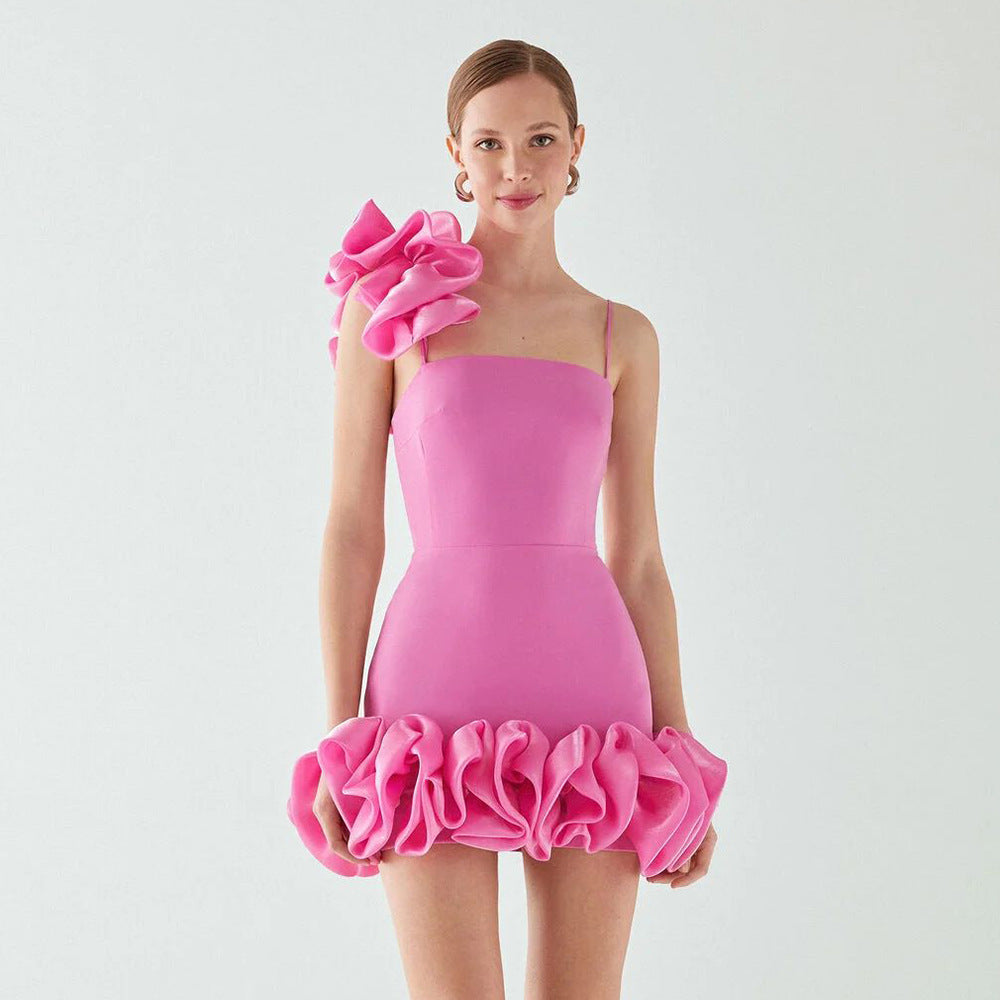 The Rosette Sculpture Dress – Blossom Pink