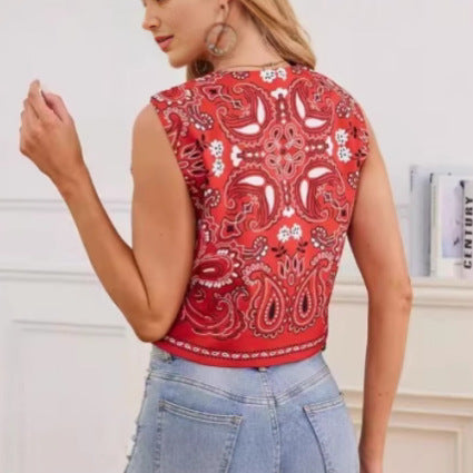 The Bandana Tie Top — Carmine