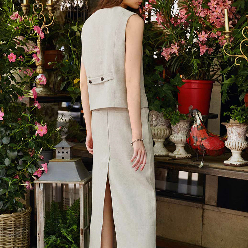 The Soft Structure Vest – Stone Linen