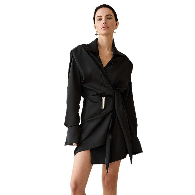 The Wrapped Shirt Dress — Coal
