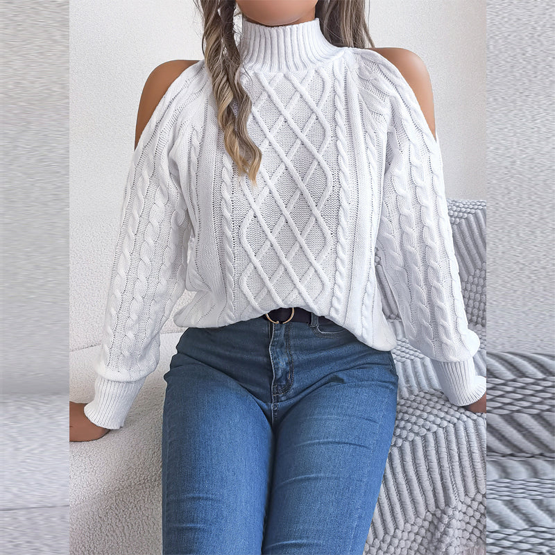 The Open-Shoulder Cable Knit — Winter White