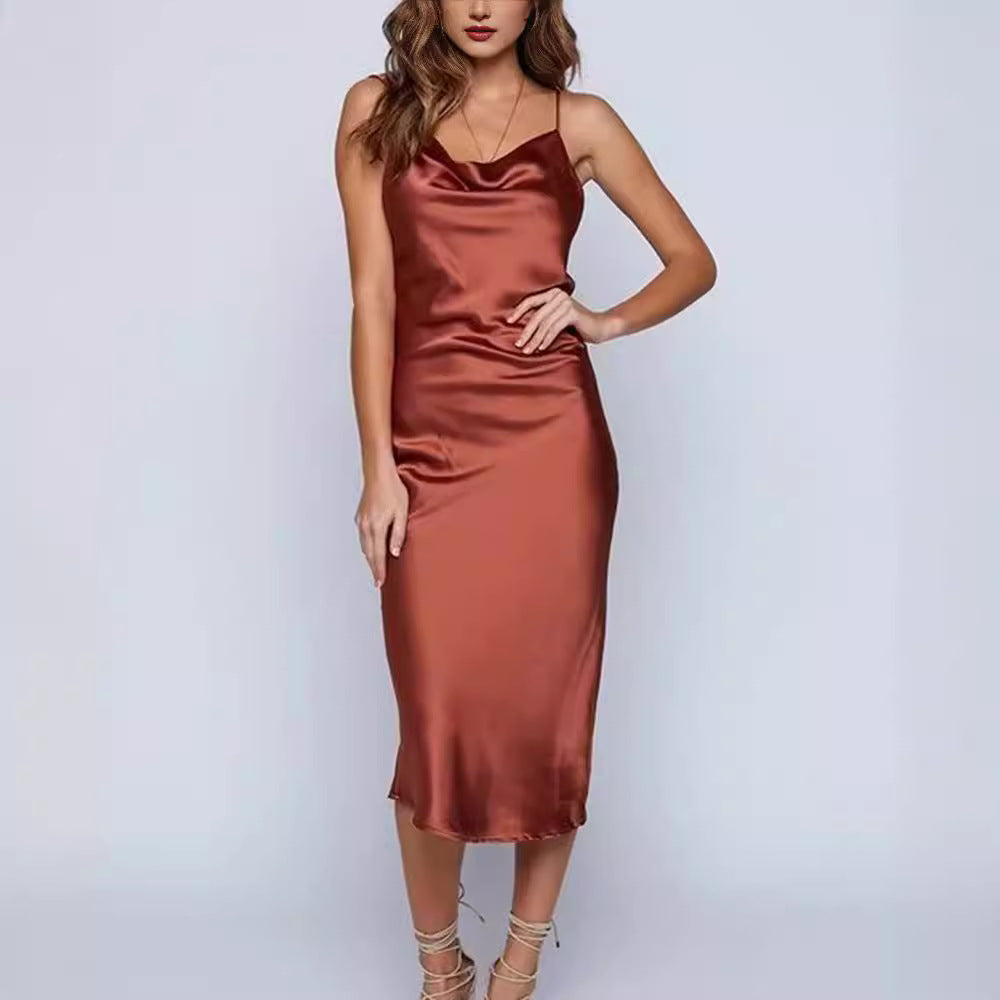 The Satin Slip Dress — Burnished Copper