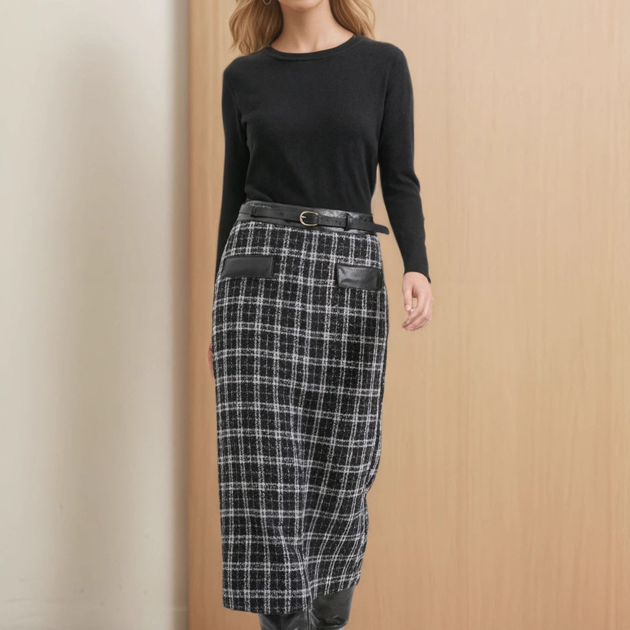 The Plaid Knit Skirt — Clay Grid