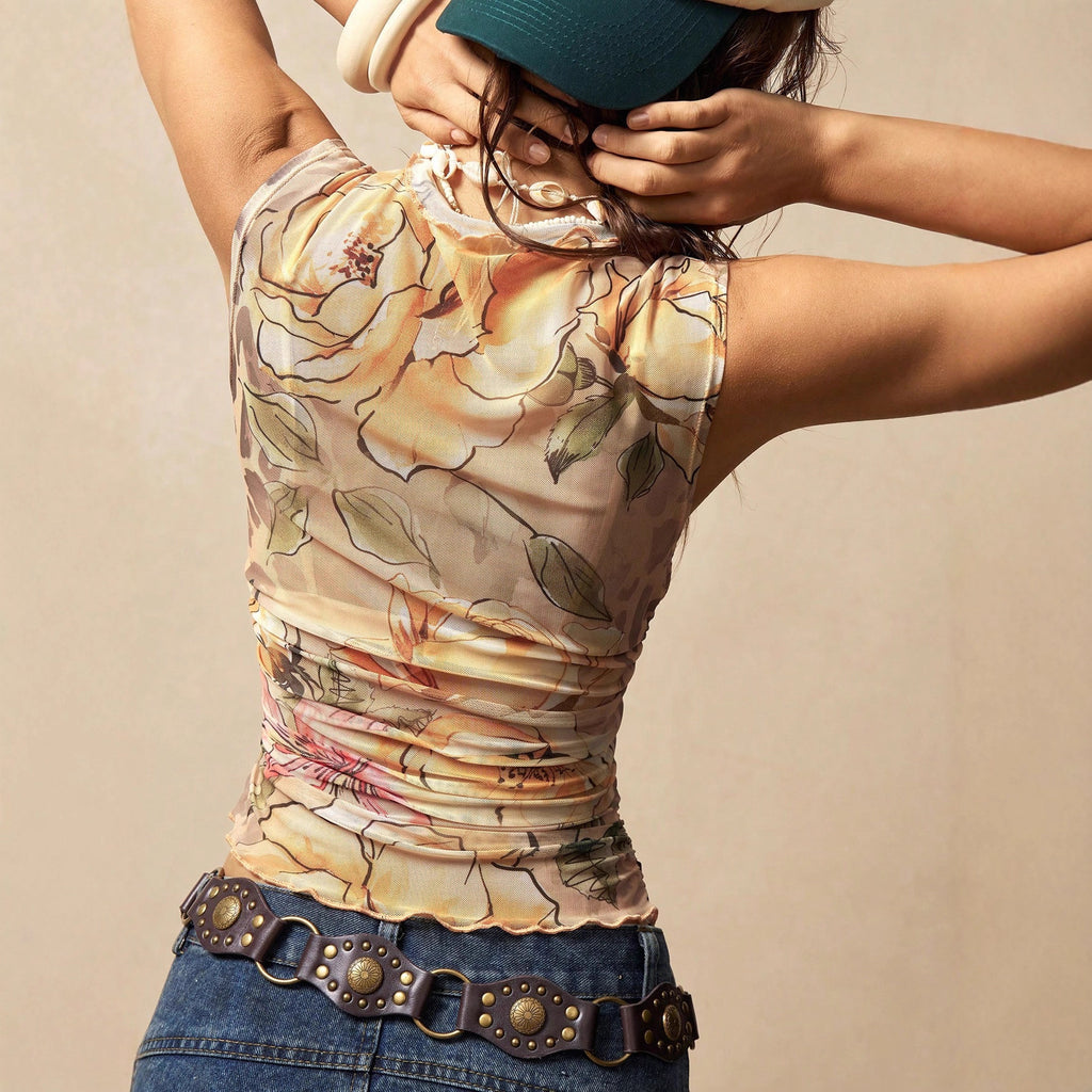 The Floral High-Neck Top — Blush Meadow