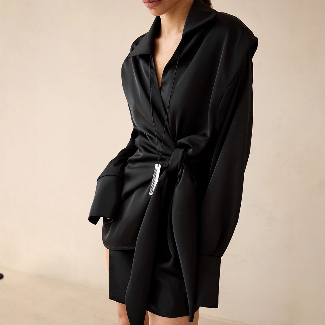 The Wrapped Shirt Dress — Coal