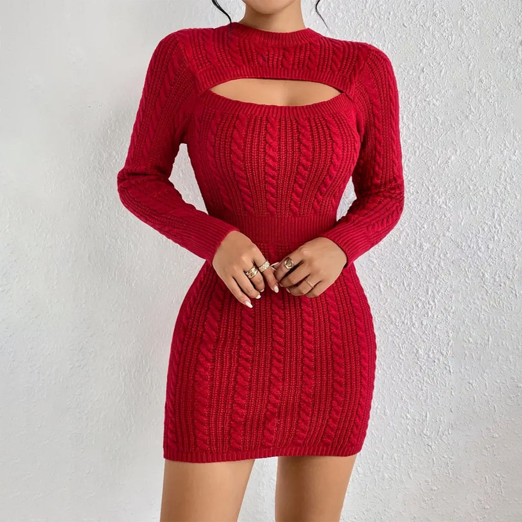 The Ember Knit Silhouette Dress – Carmine