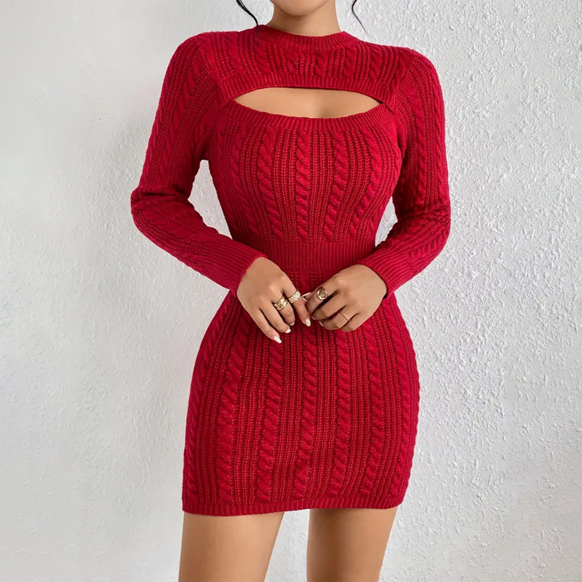 The Ember Knit Silhouette Dress – Carmine