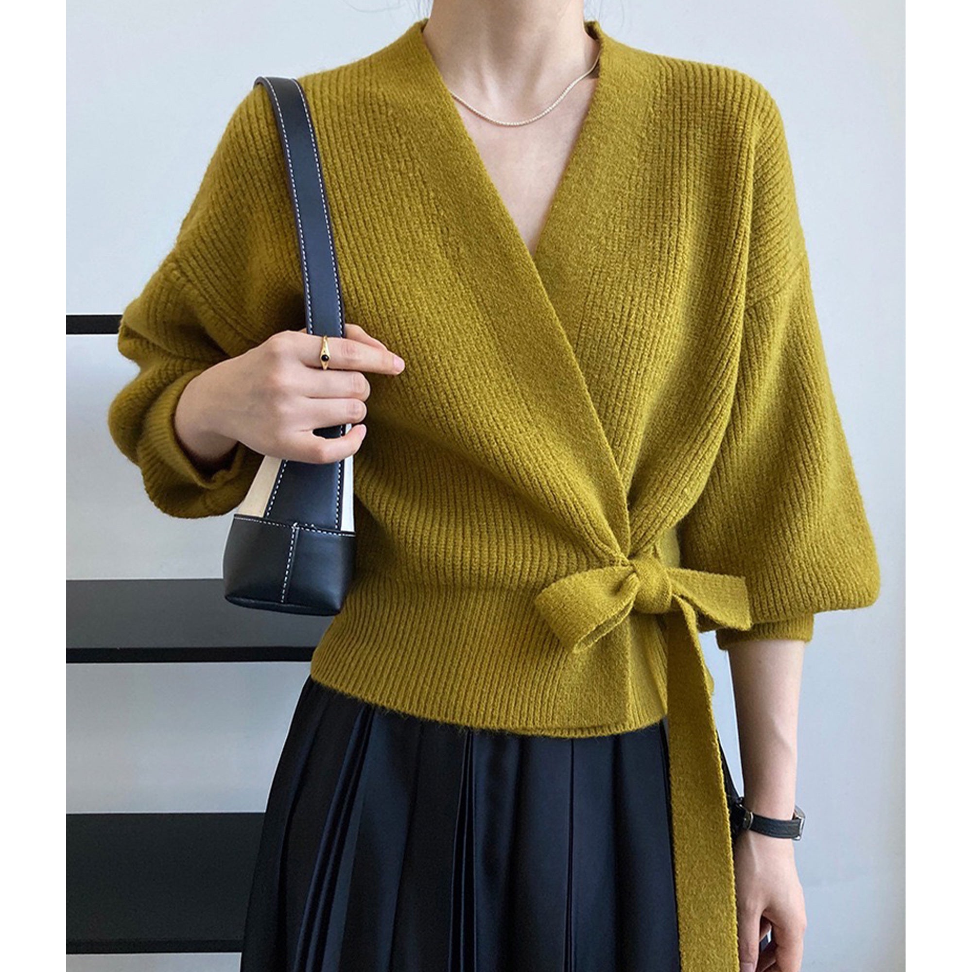 The Soft Wrap Knit — Golden Moss