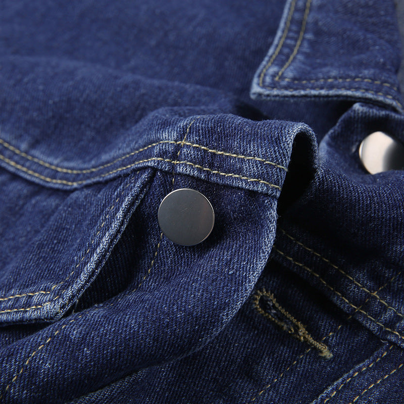 The Cropped Structural Denim Jacket — Indigo