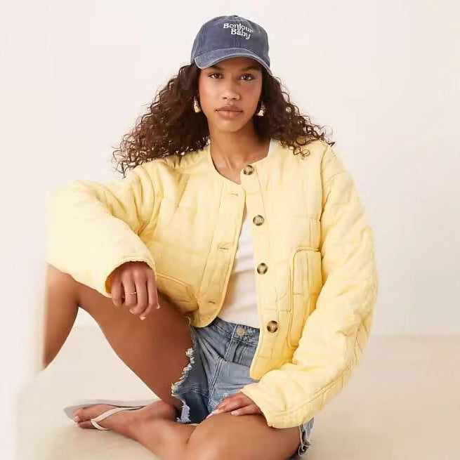 The Quilted Light Jacket — Pale Butter