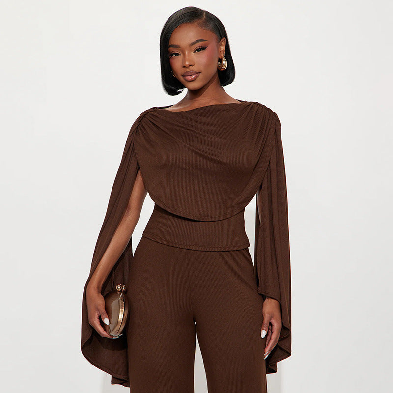 The Draped Cape Set — Deep Cocoa