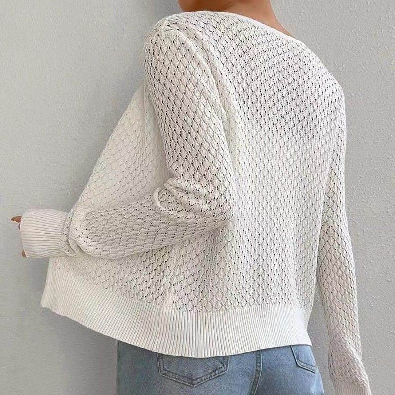 The Cloud White Lace-Tie Knit Cardigan