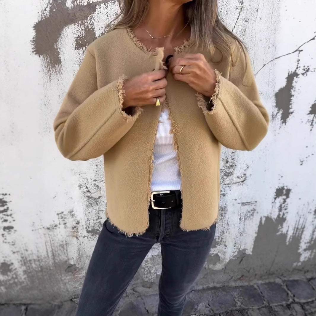 Soft Loop Knit Cardigan – Sand Oat