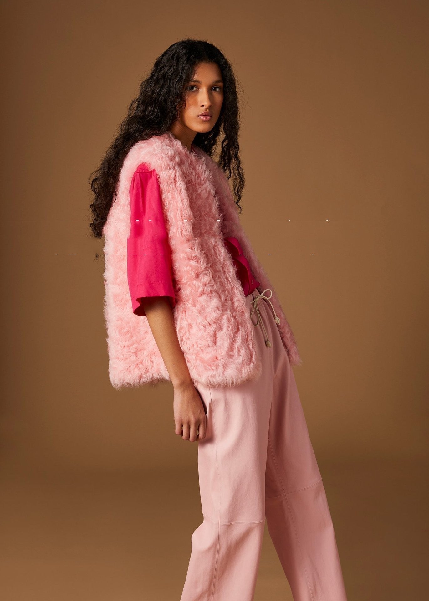 Winter Quiet Texture Coat & Vest — Blush