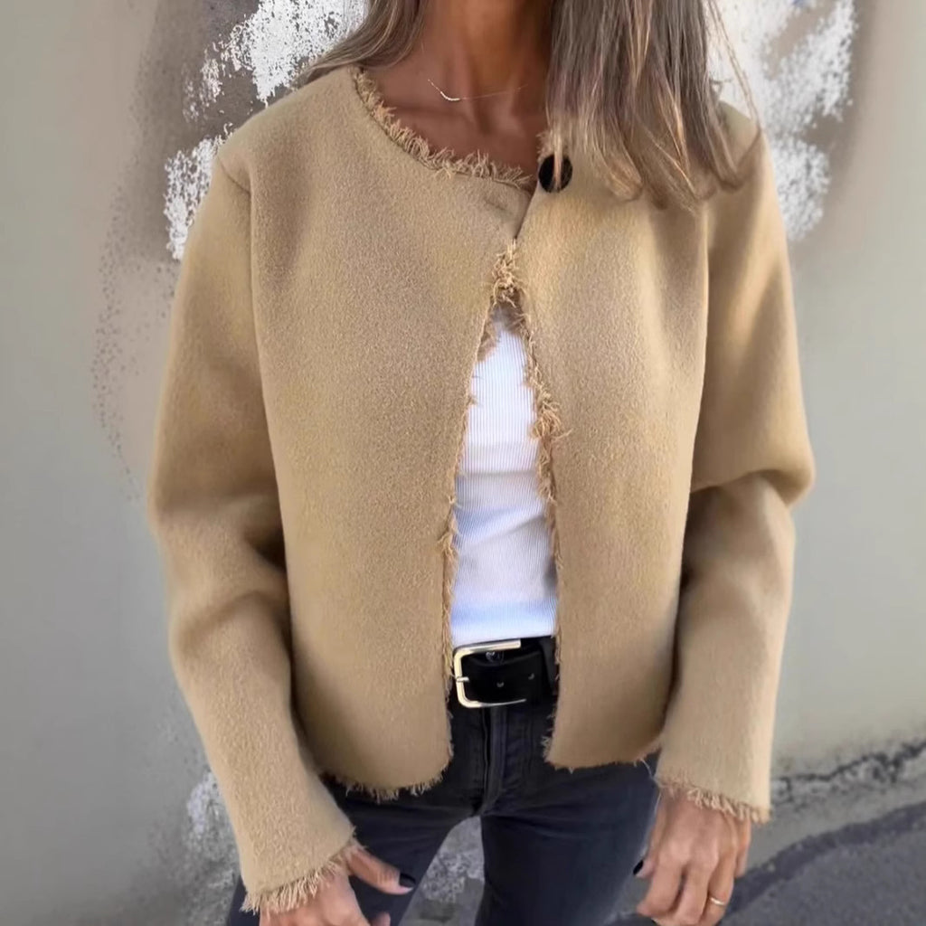 Soft Loop Knit Cardigan – Sand Oat